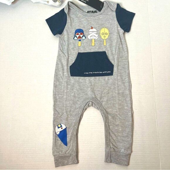Star Wars Baby Bodysuit & Romper 2pc Set 6-9M Adorable by Happy Threads New! - Picture 11 of 12